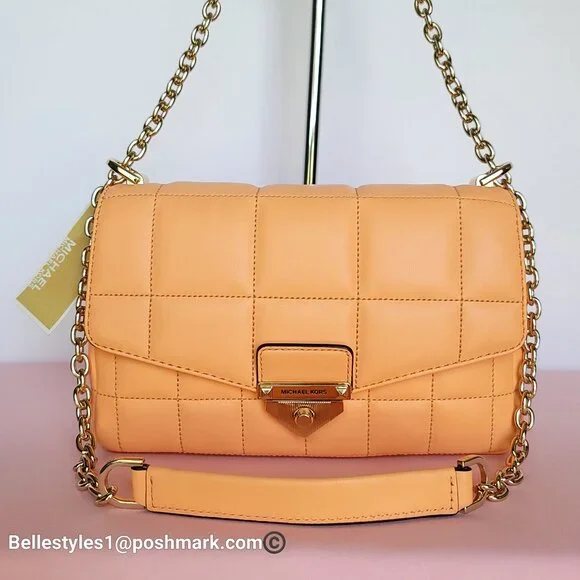 MICHAEL KORS Soho Quilted Smooth Leather Shoulder Bag- Cantaloupe color ⭐